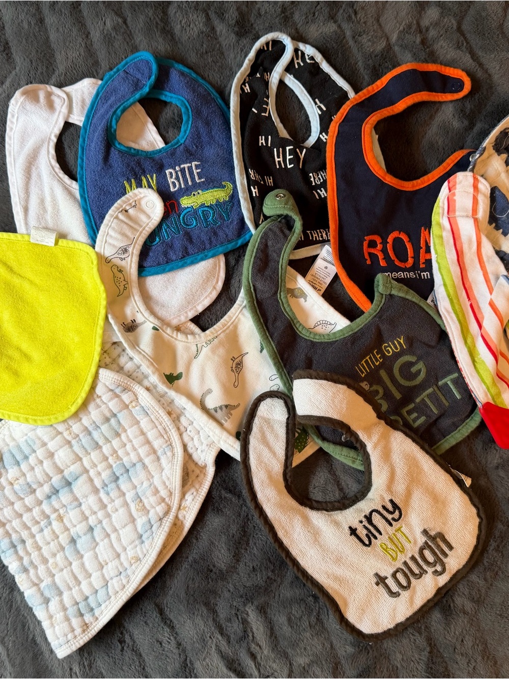 Baby Bib Set - Assorted Blue, Green, White, Navy, Orange, Yellow